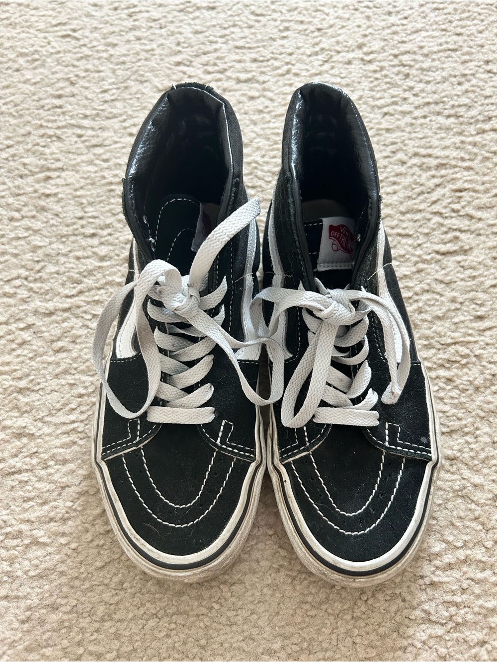 Vans Black and White High-Top Skate Sneakers